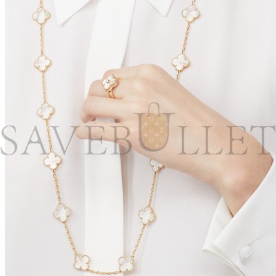 VAN CLEEF ARPELS VINTAGE ALHAMBRA LONG NECKLACE, 20 MOTIFS - YELLOW GOLD, MOTHER-OF-PEARL  VCARA42100